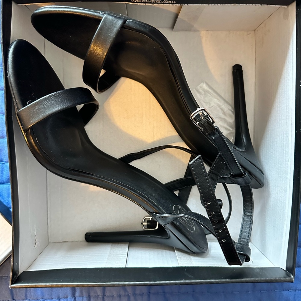 Black Minimal Strappy Heels